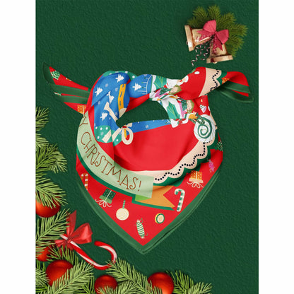 BCHICU Christmas Silk Collection 100% Small Square Silk Winter Scarf 53cm*53cm Neckerchiefs&Bandana