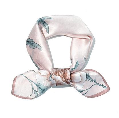 BCHICU Pale Pink Flower 70cm*70cm 100% Silk Small Square Scarf Fashion Commuting Style