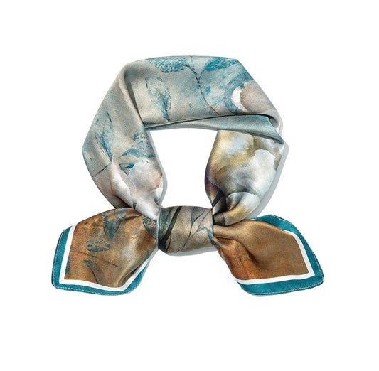 BCHICU Light Blue Dark Autumn Yellow 70cm*70cm 100% Silk Small Square Scarf Fashion Commuting Style