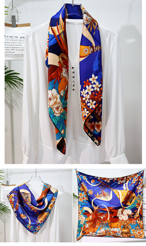 BCHICU Double-Sided Heterochromatic Printing 07# 88cm*88cm A Large Square 100% Silk Scarves