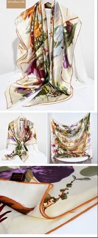 BCHICU Autumn Leaves in the Wind 135cm*135cm A Large Square 100% Silk Scarves