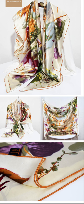 BCHICU Autumn Leaves in the Wind 135cm*135cm A Large Square 100% Silk Scarves