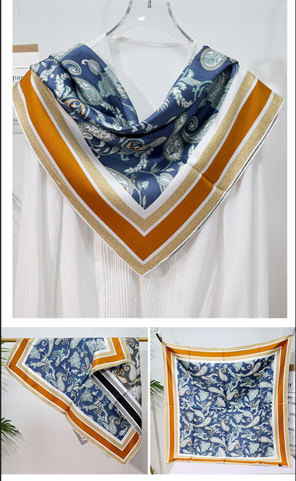 BCHICU Double-Sided Heterochromatic Printing 03# 88cm*88cm A Large Square 100% Silk Scarves