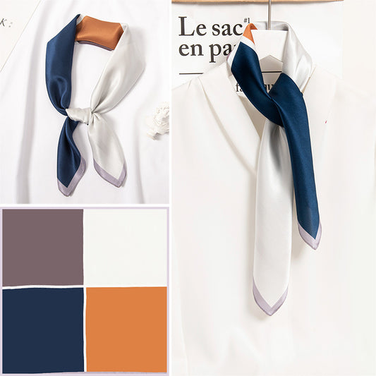 BCHICU Light Blue Orange 65cm*65cm 100% Silk Small Square Scarf Small Neckerchief with Suit