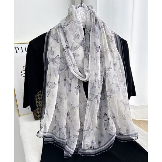 BCHICU #02 85cm*185cm 100% Chiffon Silk Long Shawls&Scarves