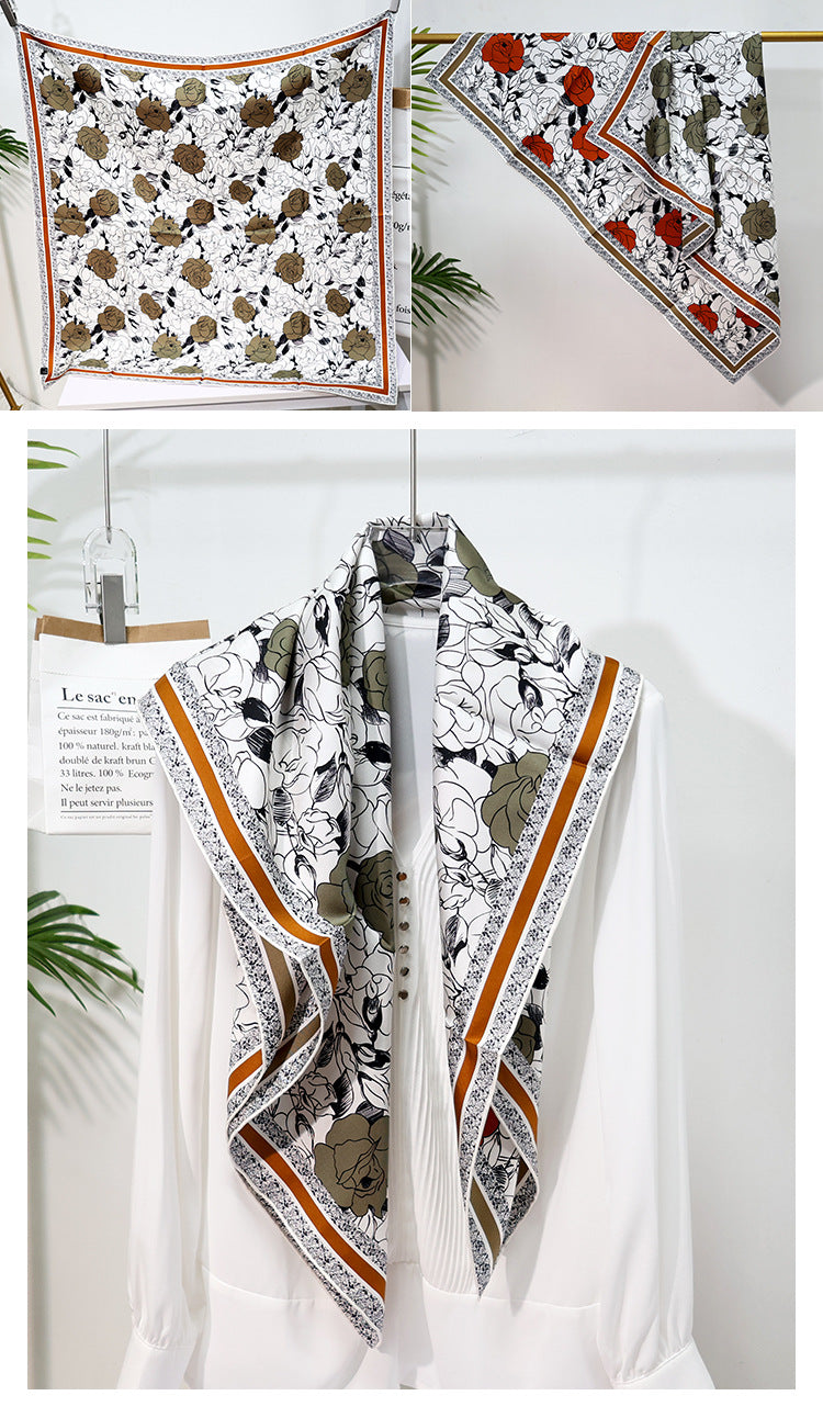 BCHICU Double-Sided Heterochromatic Printing 01# 88cm*88cm A Large Square 100% Silk Scarves