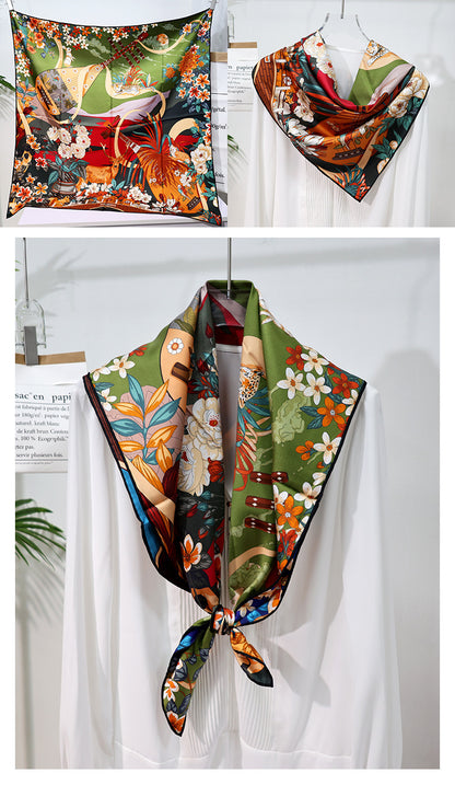 BCHICU Double-Sided Heterochromatic Printing 07# 88cm*88cm A Large Square 100% Silk Scarves