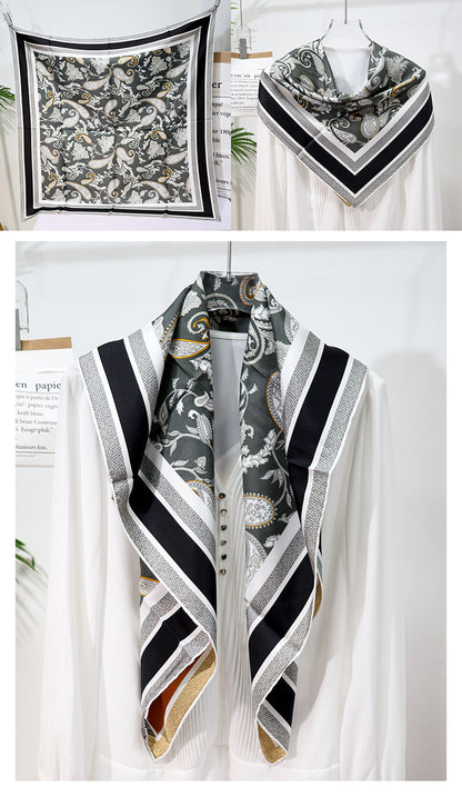 BCHICU Double-Sided Heterochromatic Printing 03# 88cm*88cm A Large Square 100% Silk Scarves