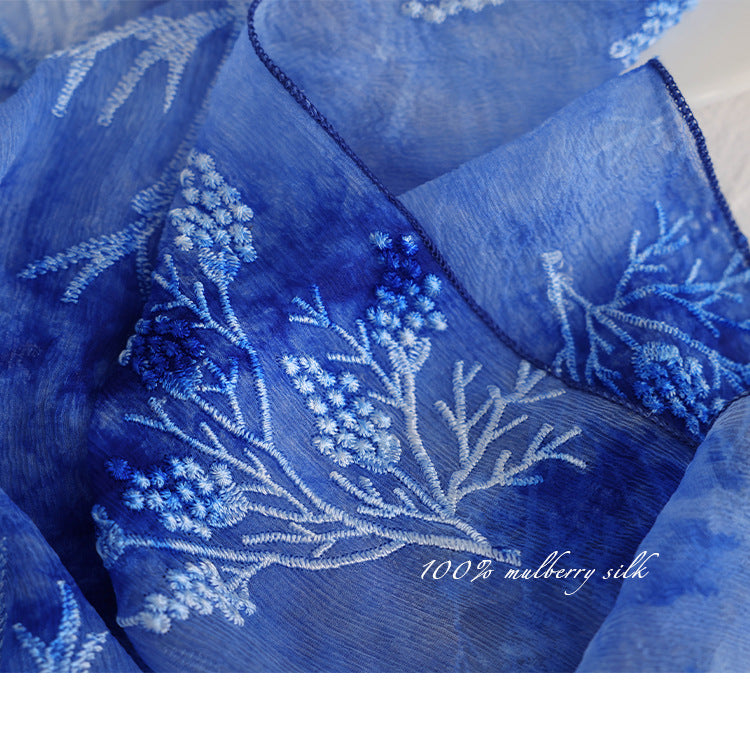 BCHICU 100% Mulberry Silk Tie-Dye Craft | Intangible Cultural Heritage: Elaborately Embroidered Mulberry Silk Long Shawls with a Luxurious Feel