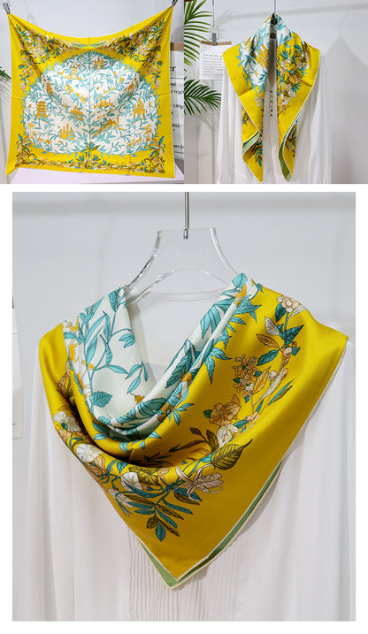 BCHICU Double-Sided Heterochromatic Printing 06# 88cm*88cm A Large Square 100% Silk Scarves