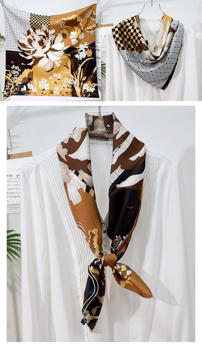 BCHICU Double-Sided Heterochromatic Printing 02# 88cm*88cm A Large Square 100% Silk Scarves