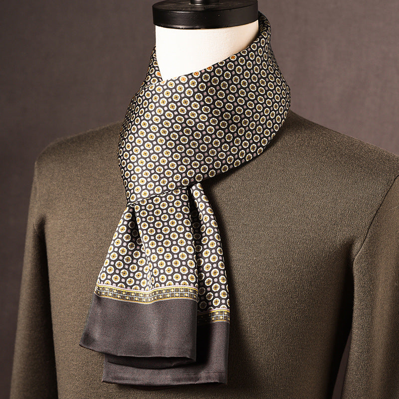 BCHICU 100% Mulberry Silk High-end Men's Scarf 160cm*26cm  : Versatile Long Business Scarf for Spring, Autumn, and Winter — Perfect Gift for Boyfriend