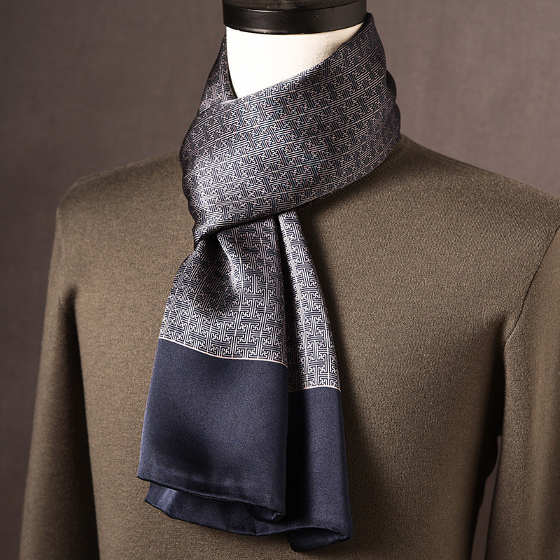 BCHICU 100% Mulberry Silk High-end Men's Scarf 160cm*26cm  : Versatile Long Business Scarf for Spring, Autumn, and Winter — Perfect Gift for Boyfriend