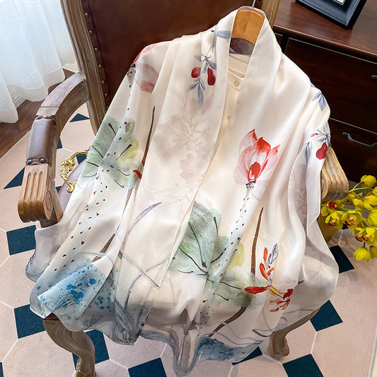 BCHICU Printing 17# 50cm*170cm 100% Silk Shawls&Scarves