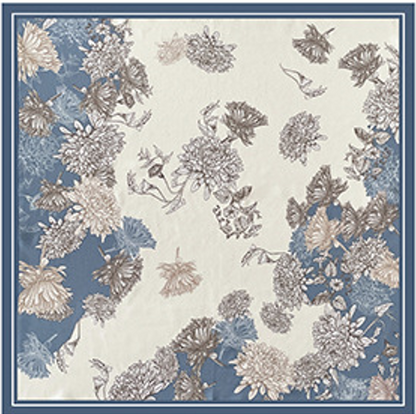 BCHICU Paeonia suffruticosa (Blue Peony) 53cm*53cm  100% Silk Small Square Silk Scarf Neckerchiefs&Bandana