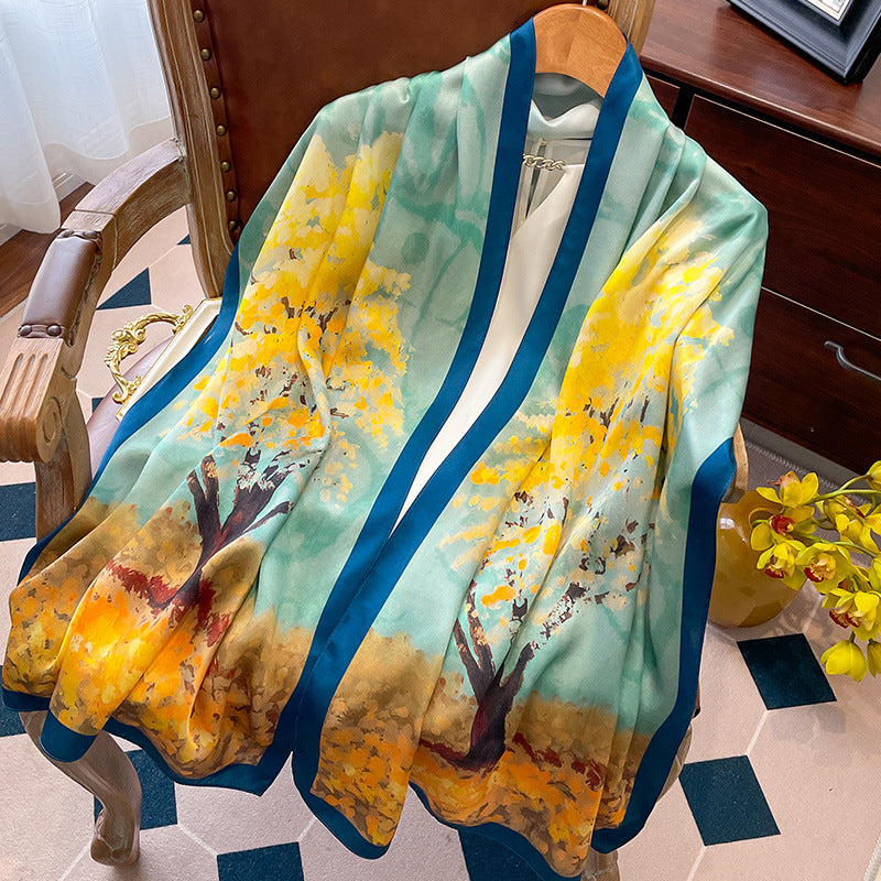 BCHICU Printing 13# 50cm*170cm 100% Silk Shawls&Scarves