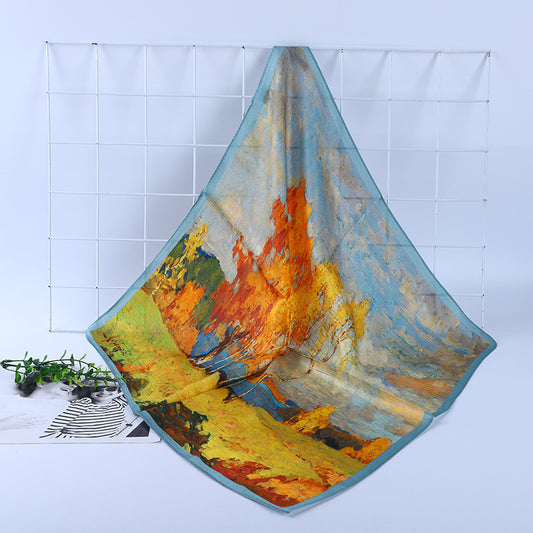 BCHICU Birch Forest 52cm*52cm Print 100% Silk Small Square Silk Scarf Neckerchiefs&Bandana&Handkerchief