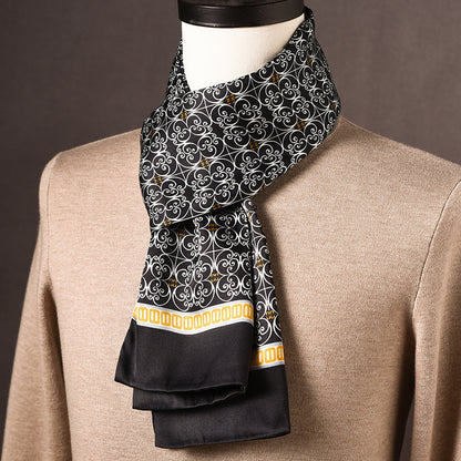 BCHICU 100% Mulberry Silk High-end Men's Scarf 160cm*26cm  : Versatile Long Business Scarf for Spring, Autumn, and Winter — Perfect Gift for Boyfriend
