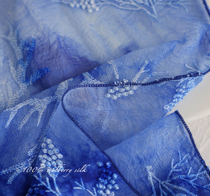 BCHICU 100% Mulberry Silk Tie-Dye Craft | Intangible Cultural Heritage: Elaborately Embroidered Mulberry Silk Long Shawls with a Luxurious Feel