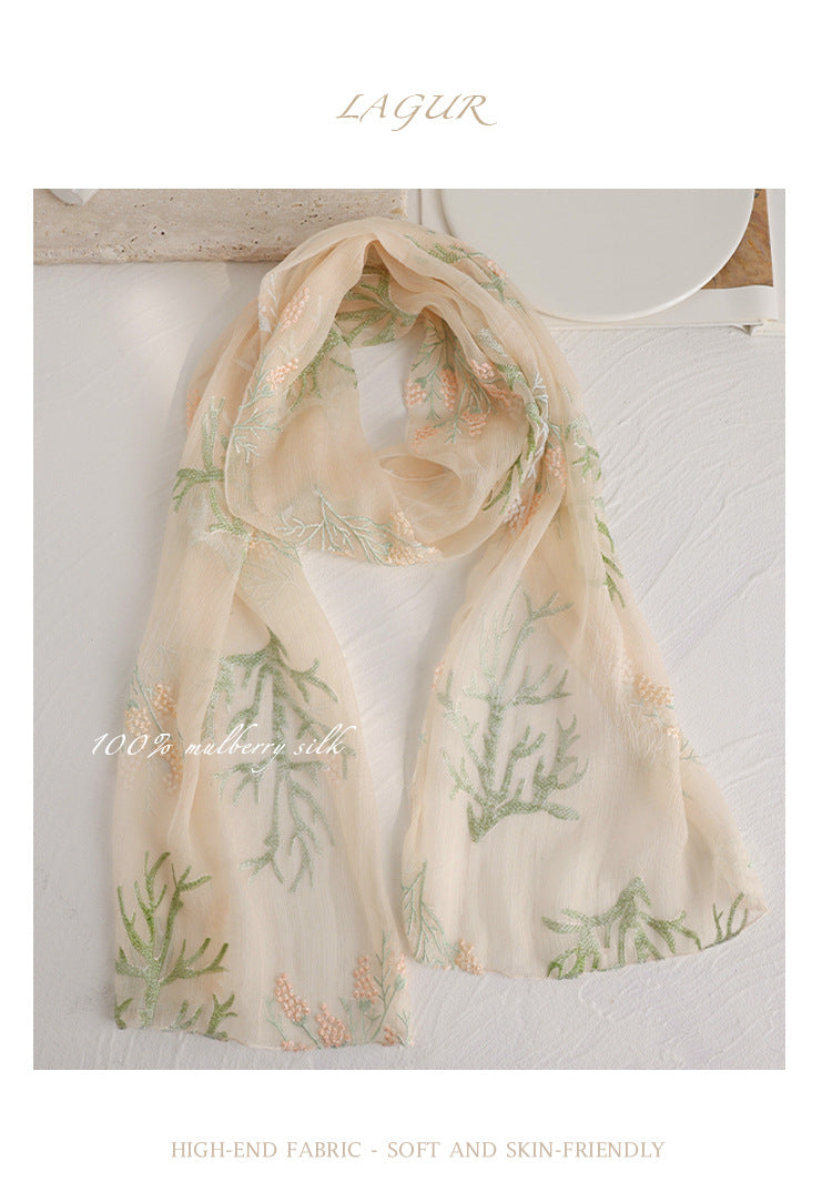BCHICU 100% Mulberry Silk Tie-Dye Craft | Intangible Cultural Heritage: Elaborately Embroidered Mulberry Silk Long Shawls with a Luxurious Feel