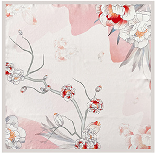 BCHICU Pink Flower 53cm*53cm Print 100% Silk Small Square Silk Scarf Neckerchiefs&Bandana