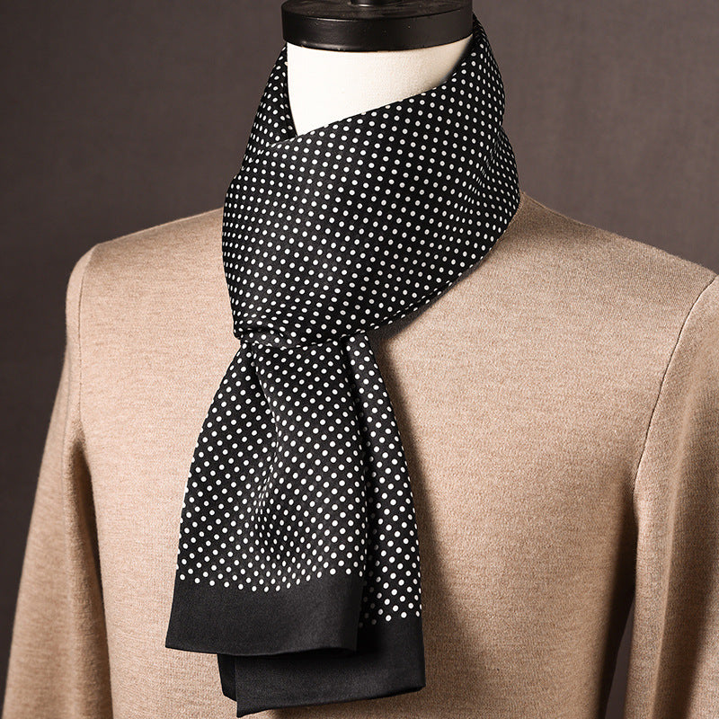 BCHICU 100% Mulberry Silk High-end Men's Scarf 160cm*26cm  : Versatile Long Business Scarf for Spring, Autumn, and Winter — Perfect Gift for Boyfriend