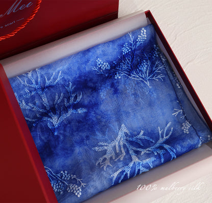 BCHICU 100% Mulberry Silk Tie-Dye Craft | Intangible Cultural Heritage: Elaborately Embroidered Mulberry Silk Long Shawls with a Luxurious Feel
