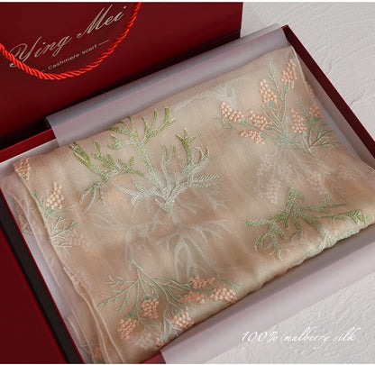 BCHICU 100% Mulberry Silk Tie-Dye Craft | Intangible Cultural Heritage: Elaborately Embroidered Mulberry Silk Long Shawls with a Luxurious Feel