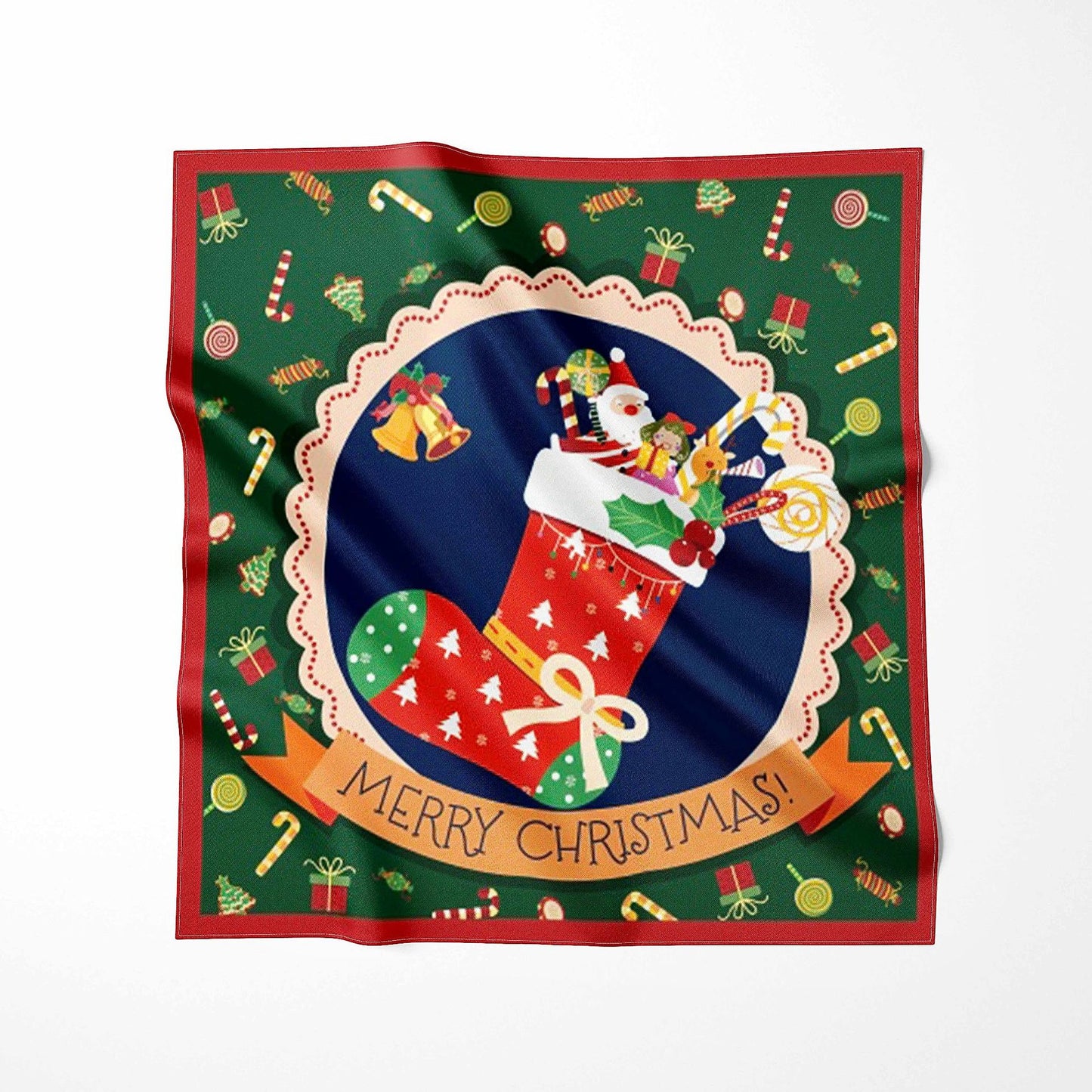 BCHICU Christmas Silk Collection 100% Small Square Silk Winter Scarf 53cm*53cm Neckerchiefs&Bandana