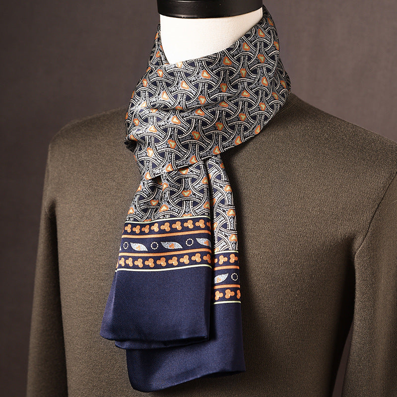 BCHICU 100% Mulberry Silk High-end Men's Scarf 160cm*26cm  : Versatile Long Business Scarf for Spring, Autumn, and Winter — Perfect Gift for Boyfriend