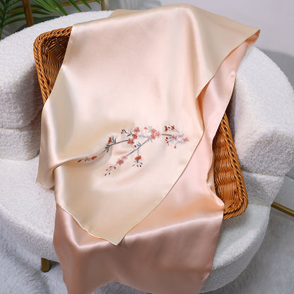 BCHICU Ragged-Tender Pink 35cm*155cm 100% Silk Long Scarf Fine Hand Embroidery Double Layer 16mm