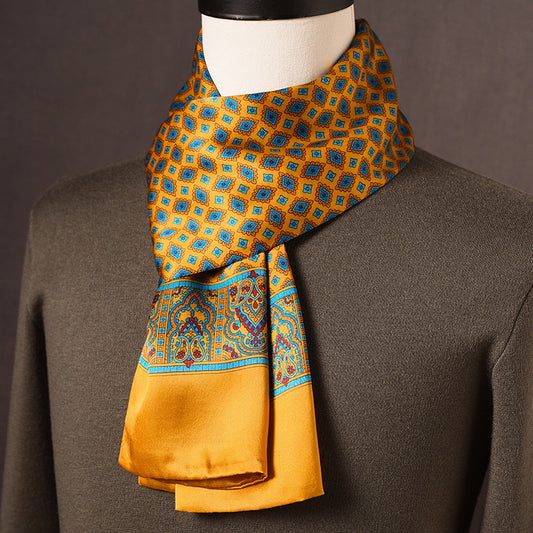 BCHICU 100% Mulberry Silk High-end Men's Scarf 160cm*26cm  : Versatile Long Business Scarf for Spring, Autumn, and Winter — Perfect Gift for Boyfriend