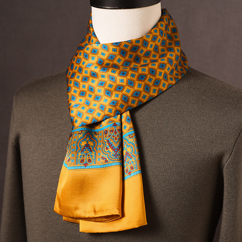BCHICU 100% Mulberry Silk High-end Men's Scarf 160cm*26cm  : Versatile Long Business Scarf for Spring, Autumn, and Winter — Perfect Gift for Boyfriend