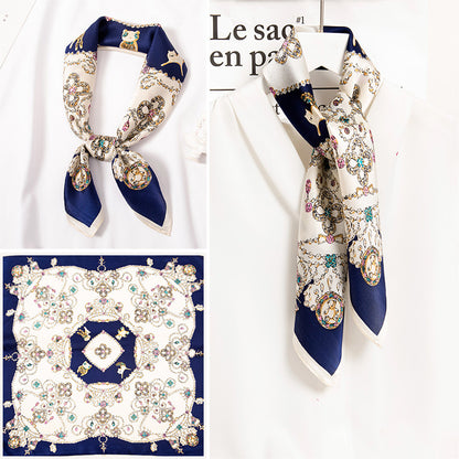 BCHICU Sparkle Blue 65cm*65cm 100% Silk Small Square Scarf Small Neckerchief with Suit