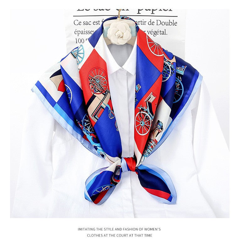 BCHICU Blue Red  90cm*90cm A Large Square 100% Silk Scarves