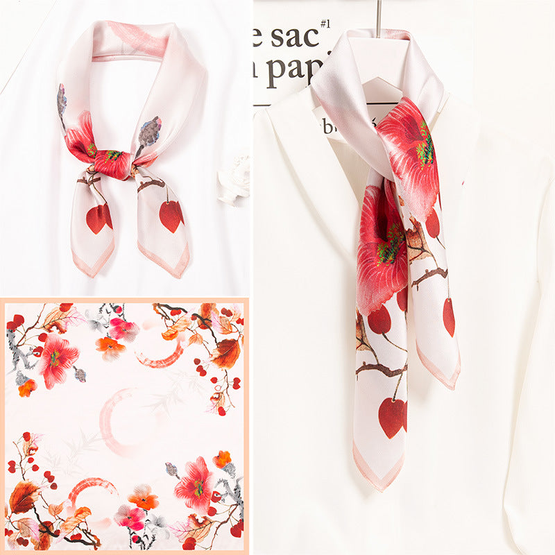 BCHICU Yearn Red 65cm*65cm 100% Silk Small Square Scarf Small Neckerchief with Suit