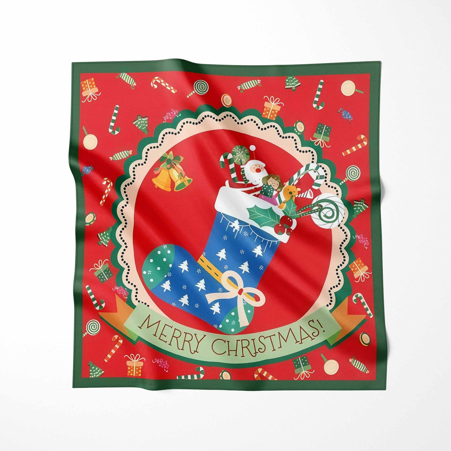 BCHICU Christmas Silk Collection 100% Small Square Silk Winter Scarf 53cm*53cm Neckerchiefs&Bandana