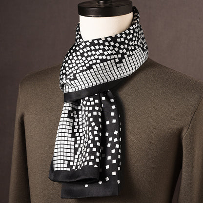 BCHICU 100% Mulberry Silk High-end Men's Scarf 160cm*26cm  : Versatile Long Business Scarf for Spring, Autumn, and Winter — Perfect Gift for Boyfriend