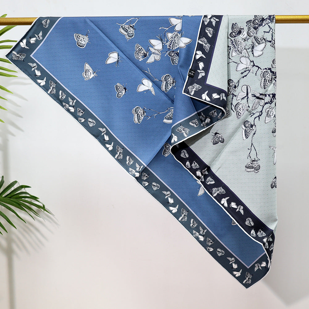 BCHICU Double-Sided Heterochromatic Printing 04# 88cm*88cm A Large Square 100% Silk Scarves