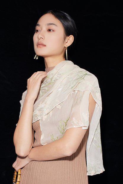 BCHICU 100% Mulberry Silk Tie-Dye Craft | Intangible Cultural Heritage: Elaborately Embroidered Mulberry Silk Long Shawls with a Luxurious Feel