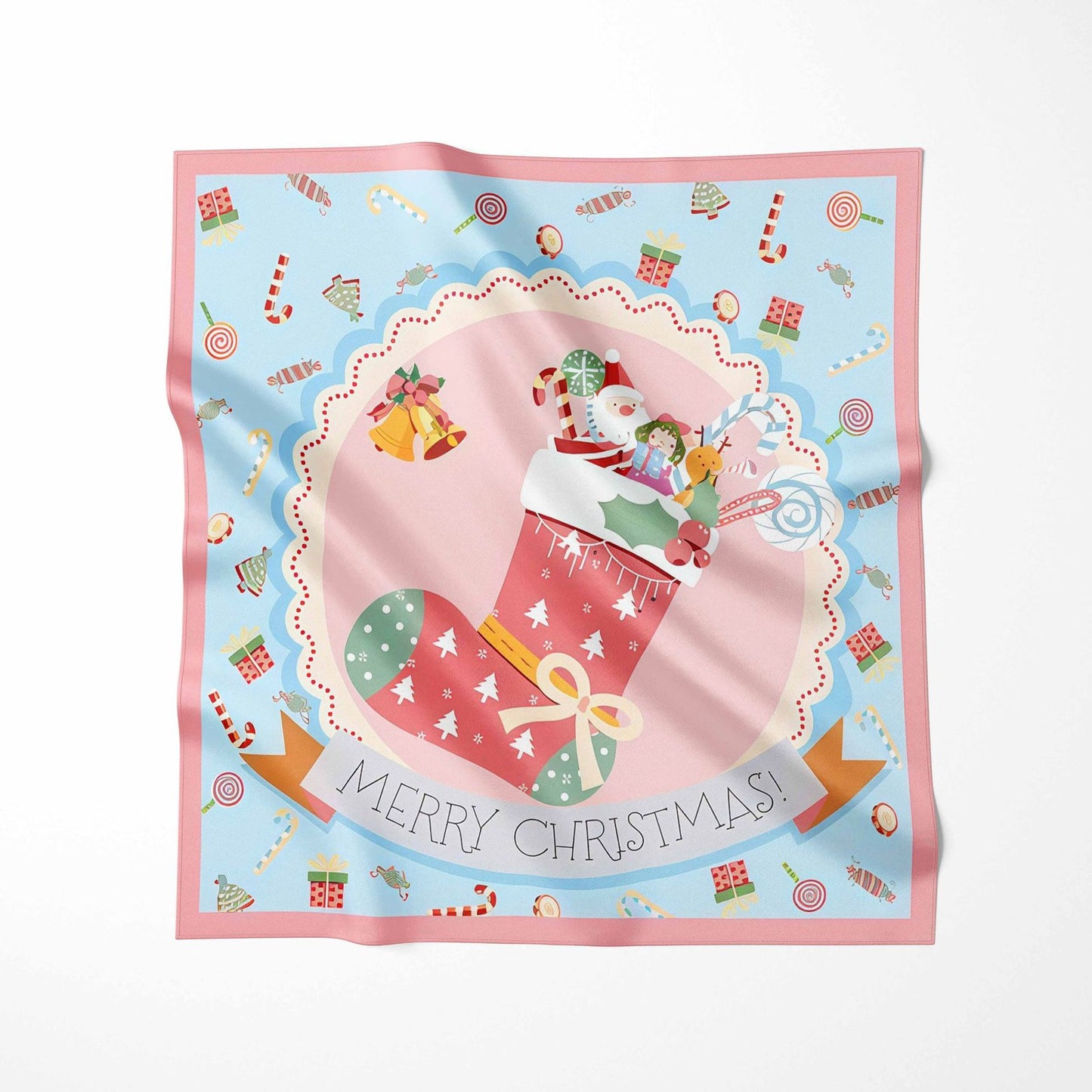 BCHICU Christmas Silk Collection 100% Small Square Silk Winter Scarf 53cm*53cm Neckerchiefs&Bandana