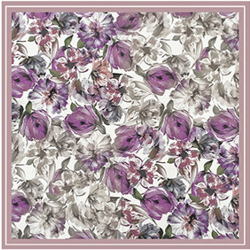 BCHICU Purple Flourish Flower 53cm*53cm Print 100% Silk Small Square Silk Scarf Neckerchiefs&Bandana