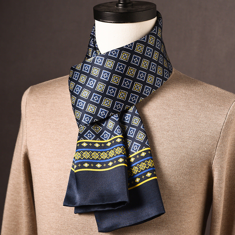BCHICU 100% Mulberry Silk High-end Men's Scarf 160cm*26cm  : Versatile Long Business Scarf for Spring, Autumn, and Winter — Perfect Gift for Boyfriend