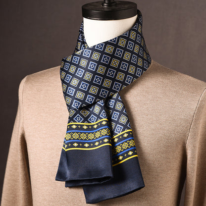 BCHICU 100% Mulberry Silk High-end Men's Scarf 160cm*26cm  : Versatile Long Business Scarf for Spring, Autumn, and Winter — Perfect Gift for Boyfriend