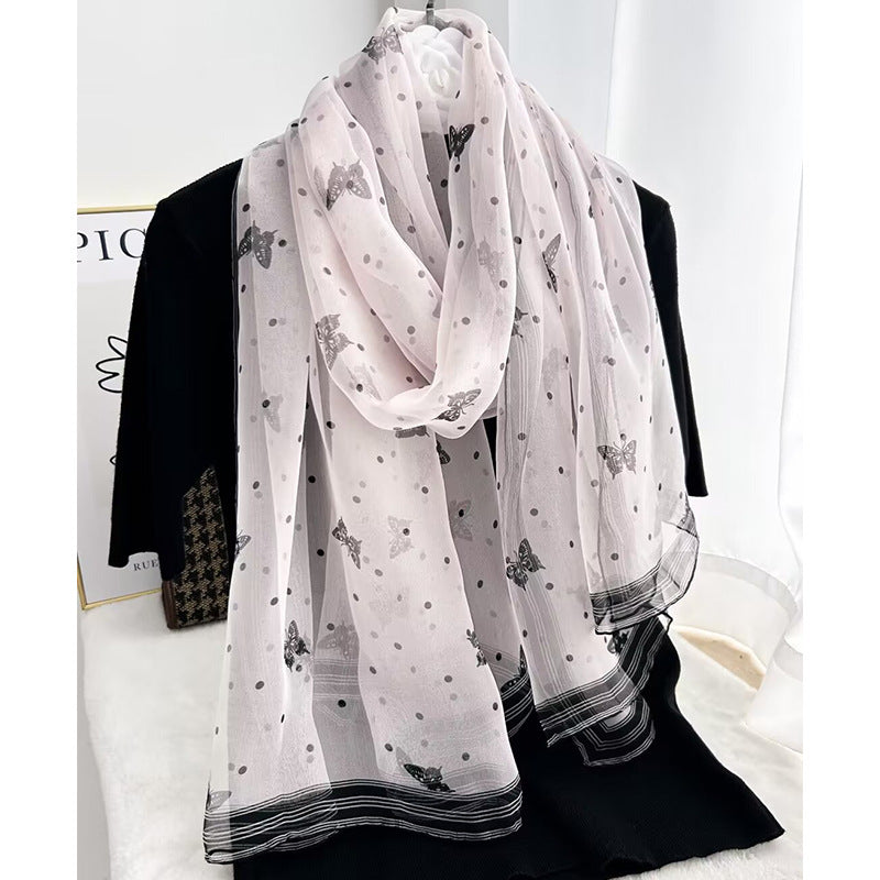 BCHICU #08 85cm*185cm 100% Chiffon Silk Long Shawls&Scarves