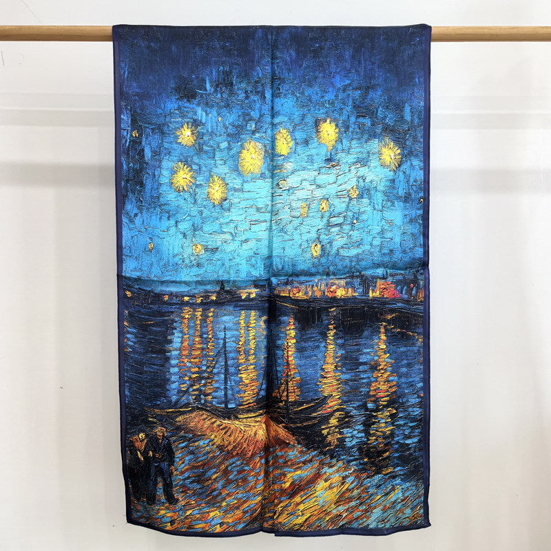 BCHICU Starry Sky 55cm*173cm 100% Silk Satin Long Shawls&Scarves