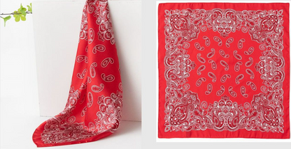 BCHICU Red Cashew Flower 53cm*53cm Printing 100% Small Square Silk Scarf Neckerchiefs&Bandana For All Occasions