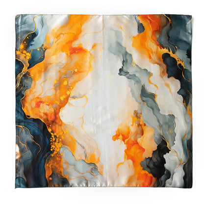 BCHICU Orange Marbled 53cm*53cm Printing 100% Small Square Silk Scarf Neckerchiefs&Bandana For All Occasions