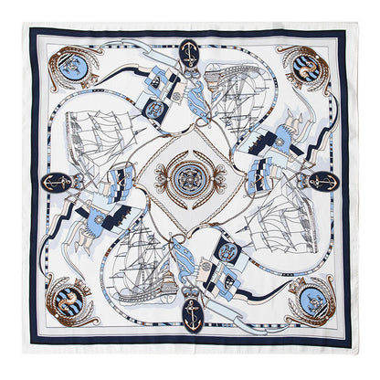 BCHICU White Sail 53cm*53cm Printing 100% Small Square Silk Scarf Neckerchiefs&Bandana For All Occasions