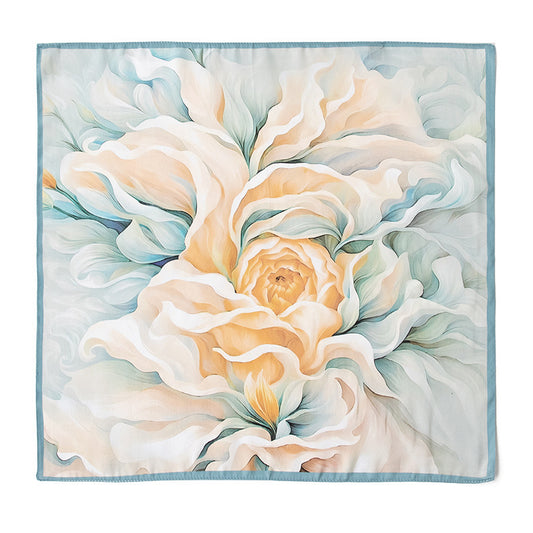 BCHICU Blue-bordered Peonies 53cm*53cm Printing 100% Small Square Silk Scarf Neckerchiefs&Bandana For All Occasions